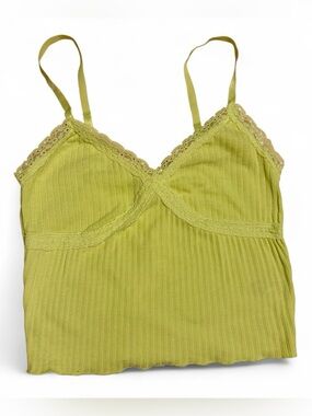 wild fable Lime Green Ribbed Lace-Trim Cami